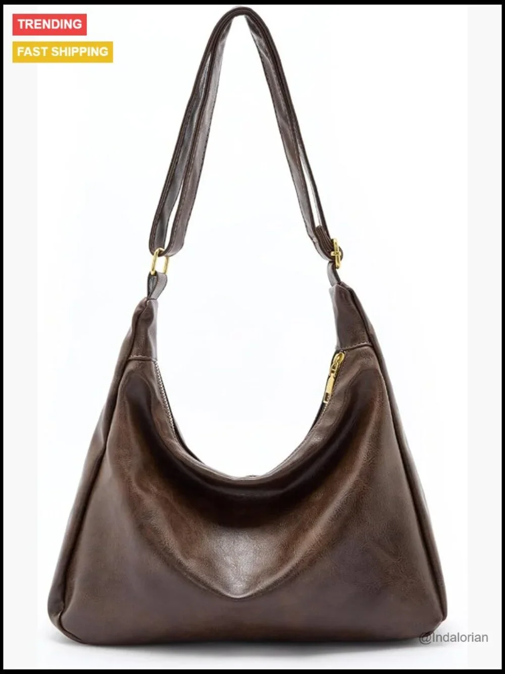 Hobo Bag Shoulder Handbag Slouchy Tote Crossbody Purse Faux Leather